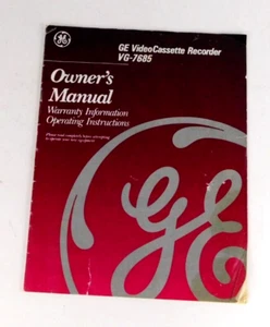 Vtg Original GE Video Cassette Recorder VCR & Remote Owner's Manual VG-7685 VG+ - Picture 1 of 7