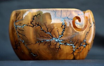 Tazón de hilo de madera hecho a mano para tejer aguja de ganchillo antideslizante soporte madejas regalo Foto 1 de 4