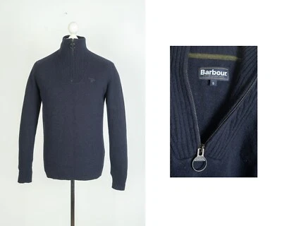 Barbour Essential Type Half Zip Neck Lambswool Navy Blue Sweater Jumper Size S - Image 1 of 4