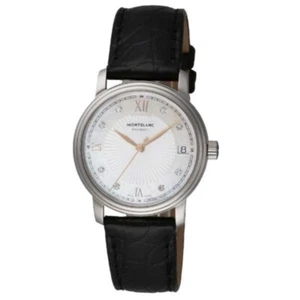 Montblanc Tradition 114957 Diamond Leather Women's Watch New + Box & Paper's - Picture 1 of 6