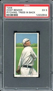 1909-11 T206 Chief Bender Pitching Trees in Back Philadelphia Athletics PSA 5 EX - Picture 1 of 2