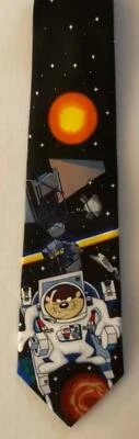 Мужской галстук Looney Tunes Taz Tasmanian Devil Astronaut Shuttle 1998 - Изображение 1 из 3