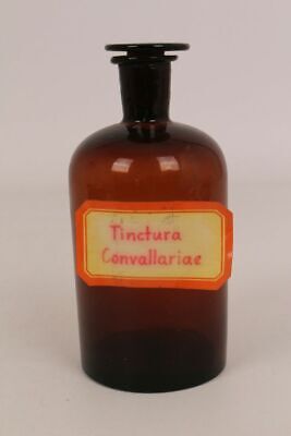 Apotheker Flasche Medizin Glas Braun Korken Tinctura Convallariae Deckelflasche • 26.97€