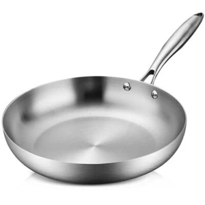 24/26/28cm Frying Pan Stainless Steel 0.23cm Thick 5 Ply Steel Skillet Cooking - Picture 1 of 10