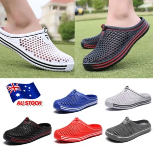 Womens Mens Slip On Slippers Hollow Beach Sandals Clogs Garden Casual Flat Shoes - Picture 1 of 17