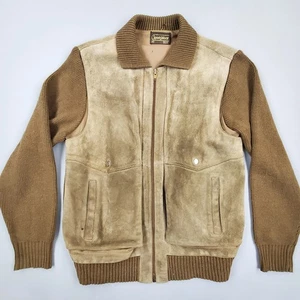 Vintage 60s 70s Sears Sportswear Mens Medium Suede Leather Knit Bomber Jacket - Bild 1 von 14