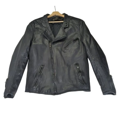 Vintage Hein Gericke Harley-Davidson AMF Black Leather Biker Jacket Mens 42 Tall - Image 1 of 4