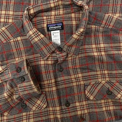 Camisa de franela Patagonia Fjord para hombre XL roja beige a cuadros algodón orgánico 53947 Foto 1 de 4