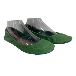 Tieks Green Leather Foldable Flats Ballet Women’s Size 8 - Picture 1 of 11