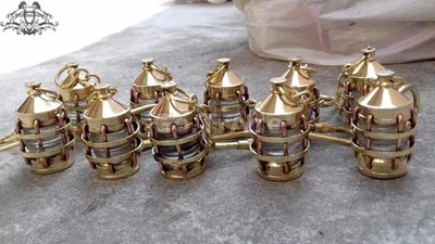 LOT OF 10 MINI BRASS LAMP DESIGNER KEY RING KEY CHAIN BEST MARITIME GIFT - Image 1 of 4