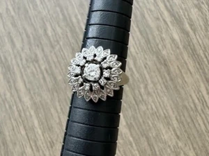 Diamond Cocktail Ring 14K White Gold Sz 7.5 Diamond Cluster APPRAISED - Picture 1 of 19