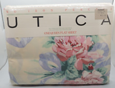 Vintage NEW Stevens Utica QUEEN Flat Bed Sheet Corsage Floral Rose Cottagecore