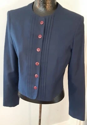 VINTAGE 1960'S ERA SUIT JACKET BLAZER CROPPED NAVY BLUE MULBERRY STREET BUST=34 - Image 1 of 4
