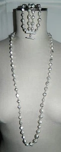 DANA BUCHMAN Silver Tone Faceted Acrylic Bead Necklace Matching Bracelet - Picture 1 of 5