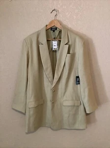 Express Blazer Mens XL 48 Beige Linen Blend Suit Jacket Unstructured - Picture 1 of 20