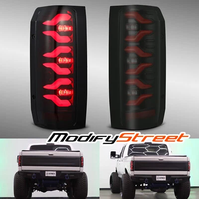 Fit 1987-1996 Ford F150 F250 F350/Bronco LUXX-Series LED Tail Lights Black Red - Image 1 of 4