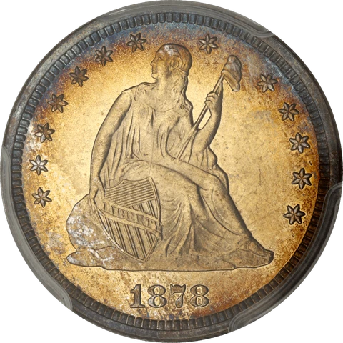 1878 Seated Liberty Quarter 25c, PCGS PR 63 CAM Cover
