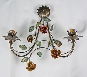 APPLIQUE LAMPADA LED RUSTICO CON FOGLIE E FIORI MADE IN ITALY NUOVO ART.501 - Imagen 1 de 6