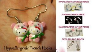 Pink Hello Kitty Panda Bear Earrings / Necklace *OPTIONS* 