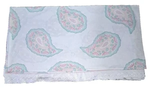 VTG Sheri Roese Martex Full Flat Sheet W Ruffled Edge Chloe Pastel Paisley 1980s - Picture 1 of 6