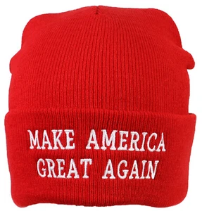 Best Winter Hats Adult Embroidered Make America Great Again Tight Knit Beanie - Picture 1 of 11