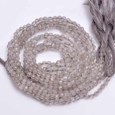 100% Natural Grey Moonstone Gemstone Round Faceted Beads 3X3mm Strand 13" GB-234 - Image 1 of 2