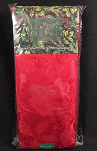 60 x 120 inch Damask POINSETTIA fabric tablecloth Holiday Christmas Oblong - Picture 1 of 6