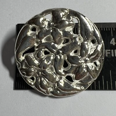 Shiny Silver Large Artistic Metal Button Accessory 35mm 1-3/8" Shank Base - Image 1 of 3