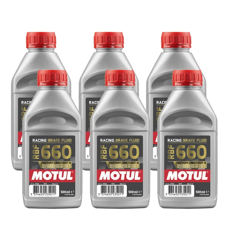 Fluido de freio de corrida Motul DOT4 RBF 660 FACTORY LINE 3L totalmente sintético 6 x 0,5L - Imagem 1 de 1