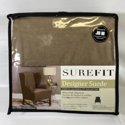 Sure Fit Stretch Universal Fit - Wing Chair Slipcover - Taupe Fits 26”-32” Chair - Image 1 of 2