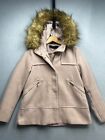 Zara Coat Women?S Pink Hooded Faux Fur Trim Size Small Gold Accents Has Pockets