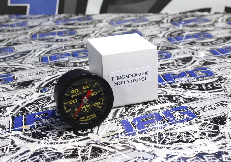 Marshall Midnight Black 0-100 PSI Mechanical Liquid Filled Fuel Pressure Gauge - Image 1 of 1