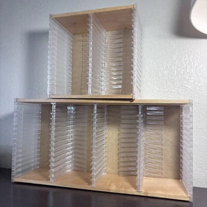 VTG 2 Piece Wood & Plastic CD/DVD Blue Ray Media Storage Tower 90 Disc Capacity - Picture 1 of 11