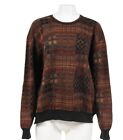 Segreto Womens Sweater XXL Brown Black Wool Multi Pattern Long Sleeve Pullover