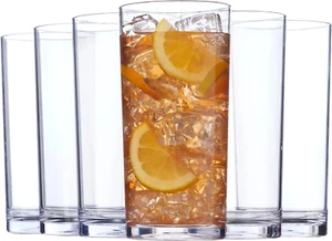 Classic Clear Plastic Reusable Drinking Glasses (Set of 6) 24Oz Iced-Tea Cups | - Picture 1 of 8