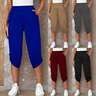 Plus Size Ladies 3/4 Cropped Capri Pants Womens Casual Shorts Trousers Joggers