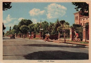 1179) CARTOLINA FORLI' VIALE ROMA ANIMATA BICICLETTE CARTELLO COMUNE - Picture 1 of 2
