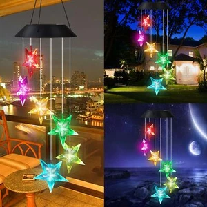 Solar Color Changing LED Wind Chimes Home Garden Decor Lights Star shape Lamp US - Picture 1 of 125