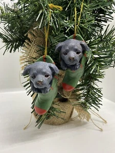 Staffordshire Staffy Perro Cachorro Navidad Árbol de Navidad Decoración Estatua Hogar Azul - Imagen 1 de 4