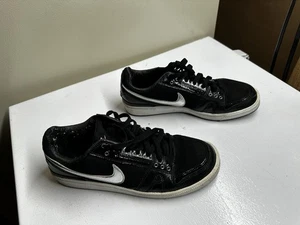 Women's NIKE 'Dunk Low' Sz 8 US Shoes Black RARE Swoosh White - Picture 1 of 8