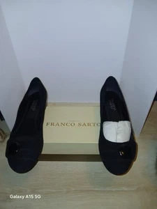 Franco Sarto Pumps Womens 8M Asia Black Leather Slip On Platform Shoes With Box - Picture 1 of 15