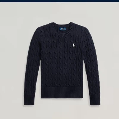 Suéter negro cuello redondo tejido cable Ralph Lauren para niños talla 7 Foto 1 de 4