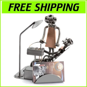 Handcrafted Metal Dentist Figurine with Business Card Holder - Made in Germany - Picture 1 of 4