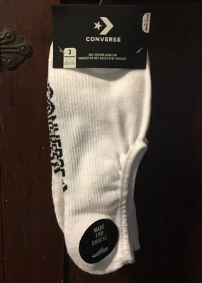 Converse Mujer Calcetín Ultra Bajo Mecha Humedad 3 Pares BLANCO Medio Cojín 4-10 Nuevo Foto 1 de 3