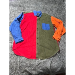 Camicia vintage Woolrich Colorblock manica lunga con bottoni taglia large made in USA - Foto 1 di 3
