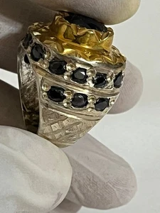Luxury Men 925 Silver Ring Handmade Royal Design Blue Sapphire زفير ازرق - Picture 1 of 20