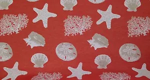 COVINGTON STELLA MARINA PAPAVERO ROSSO CONCHIGLIA TESSUTO JACQUARD REVERSIBILE DA CANTIERE - Foto 1 di 5