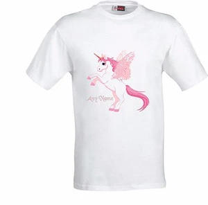 PERSONALISED PINK UNICORN FULL COLOR SUBLIMATION T SHIRT - Picture 1 of 1