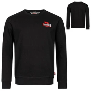 Lonsdale Black Classic Sweatshirt Sweater Embroidered Logo Slim Fit Pullover  - Picture 1 of 9