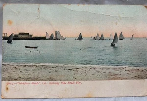 Vintage Postcard Yachts Boats off Pine Beach VA Virginia Hampton Roads 1911 - Picture 1 of 2